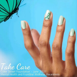 Color Street Take Care NAMI Mental Health Awareness Set Mint Green Glitter New
